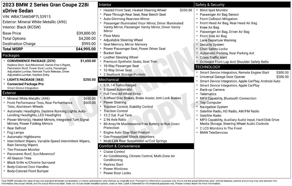 Used 2023 BMW 228i xDrive Gran Coupe w/ Convenience Package AWD/4WD image 2