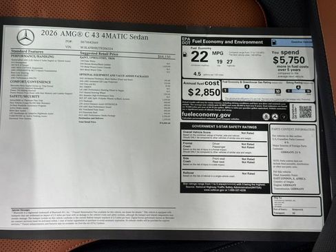 New 2026 Mercedes-Benz C 43 AMG 4MATIC Sedan image 56