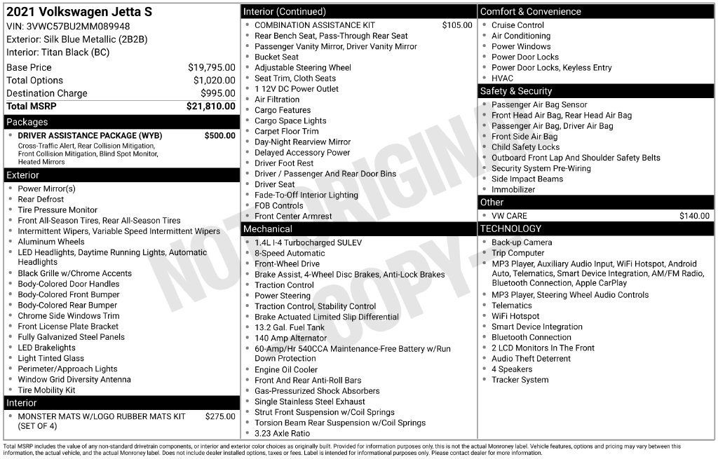 Used 2021 Volkswagen Jetta S w/ Driver Assistance Package FWD image 11