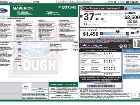 Used 2024 Ford Maverick Lariat w/ Black Appearance Package FWD image 31