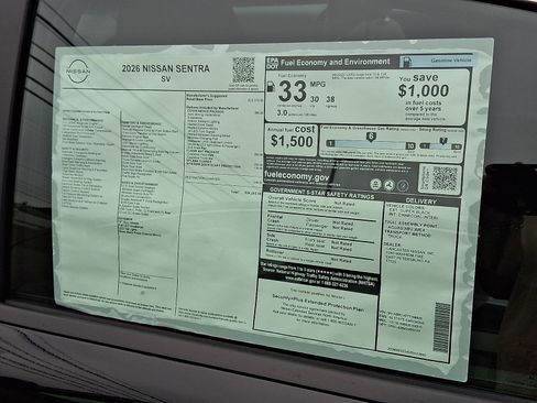 New 2026 Nissan Sentra SV w/ SV Convenience Package FWD image 6