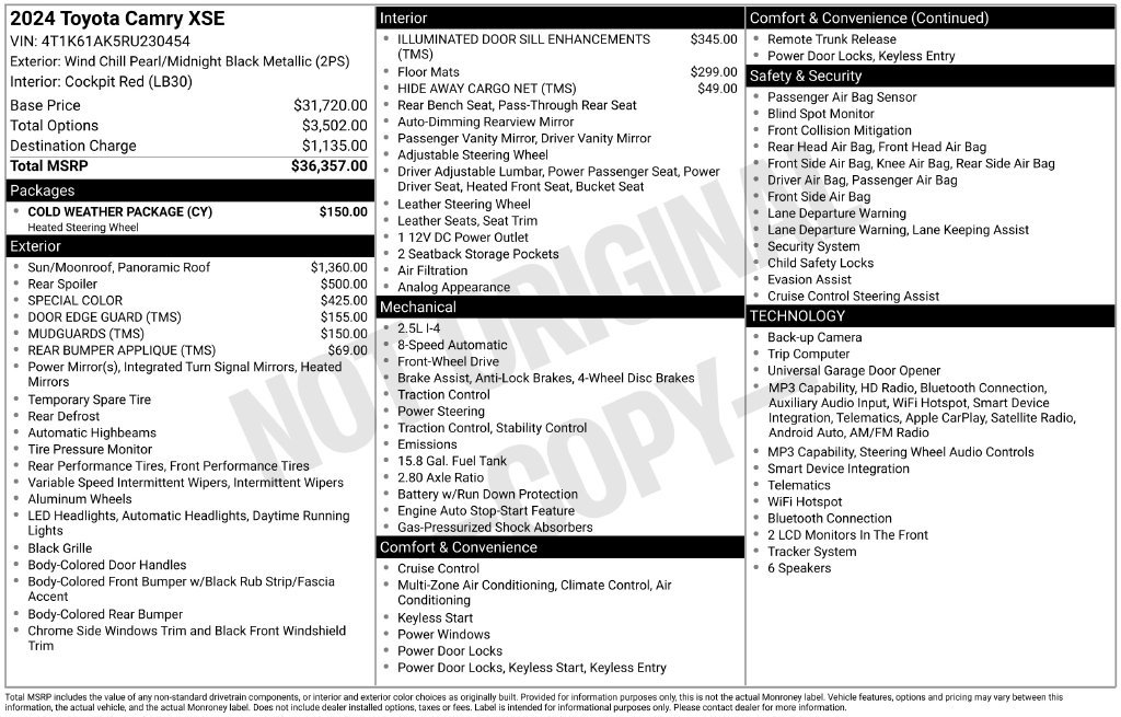 Certified 2024 Toyota Camry XSE w/ Cold Weather Package FWD image 5