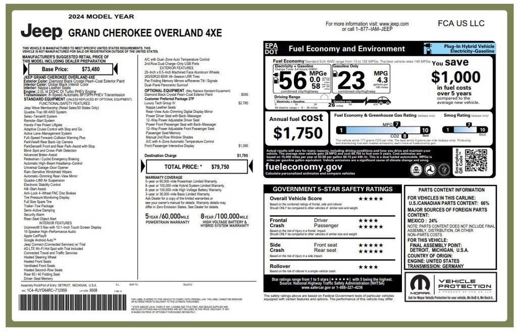 Used 2024 Jeep Grand Cherokee Overland w/ Luxury Tech Group IV AWD/4WD image 5