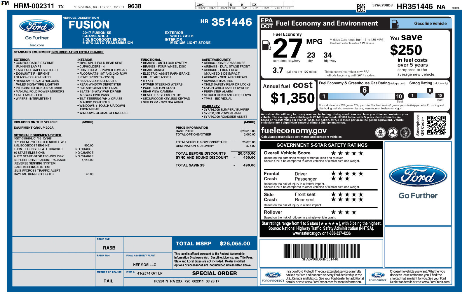 Used 2017 Ford Fusion SE FWD image 1