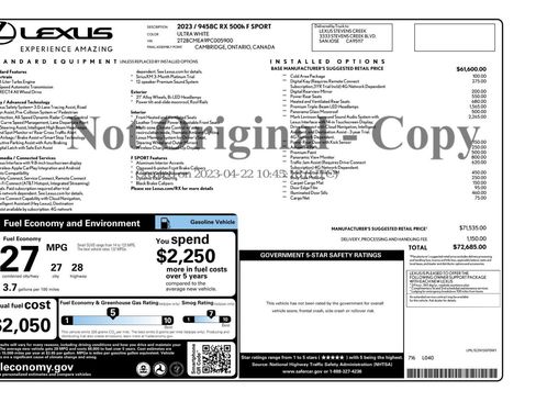 Used 2023 Lexus RX 500h F Sport w/ Cold Area Package image 56