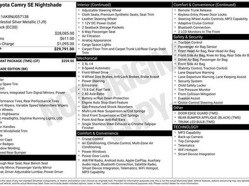 Used 2022 Toyota Camry SE w/ Carpet Mat Package (TMS) FWD image 4