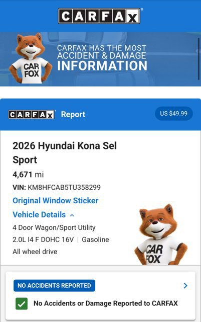 Used 2026 Hyundai Kona SEL Sport AWD/4WD image 6