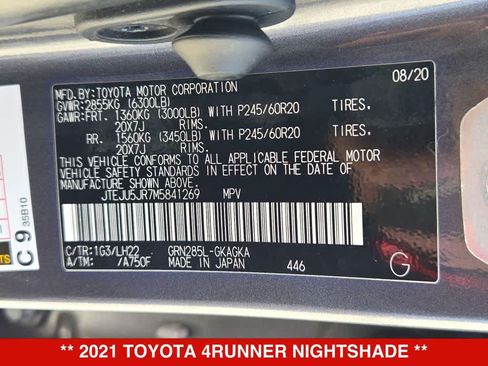Used 2021 Toyota 4Runner Nightshade AWD/4WD image 36