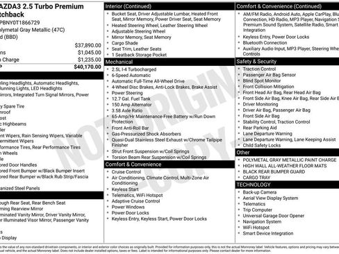 New 2026 MAZDA MAZDA3 Hatchback w/Premium Plus Pkg AWD/4WD image 41