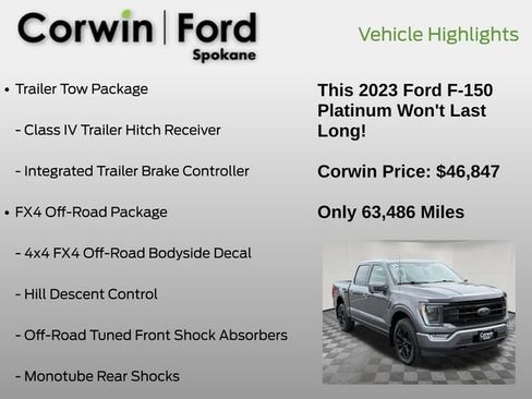Certified 2023 Ford F150 Platinum w/ FX4 Off-Road Package AWD/4WD image 7