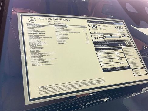 New 2026 Mercedes-Benz S 580 4MATIC Sedan image 13