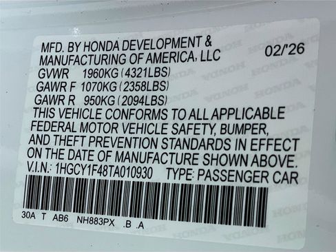 New 2026 Honda Accord SE image 21