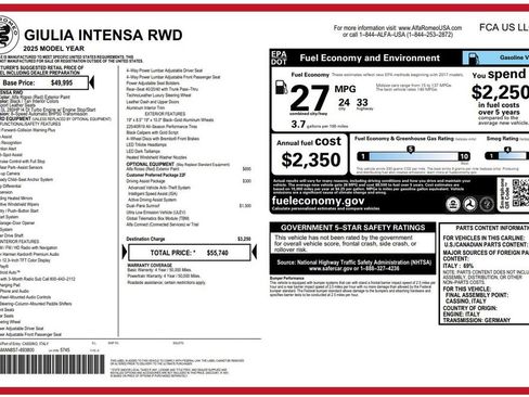 Used 2025 Alfa Romeo Giulia w/ Driving Assist Package RWD image 3