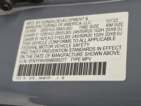 Certified 2022 Honda Pilot Sport image 33