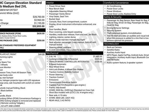 Used 2021 GMC Canyon Elevation Standard w/ Convenience Package RWD image 2