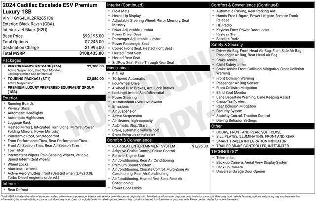 Used 2024 Cadillac Escalade ESV Premium Luxury w/ Performance Package AWD/4WD image 59