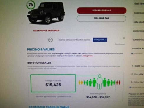 Used 2014 Jeep Wrangler Sahara w/ Connectivity Group image 10