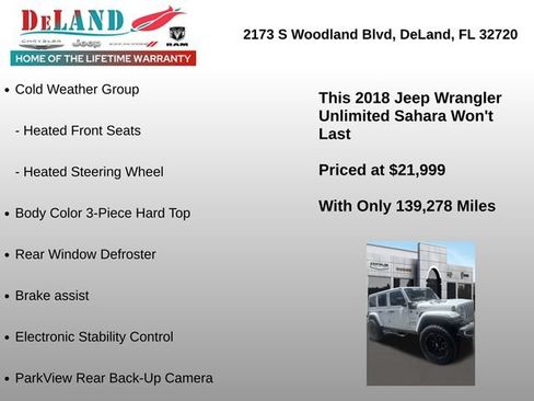 Used 2018 Jeep Wrangler Unlimited Sahara w/ Cold Weather Group AWD/4WD image 2