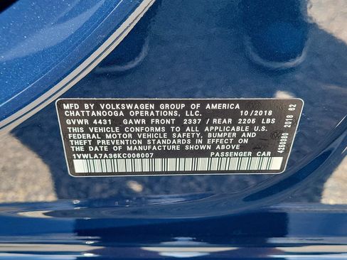 Used 2019 Volkswagen Passat 2.0T Wolfsburg w/ Wheels & Sunroof Package FWD image 34