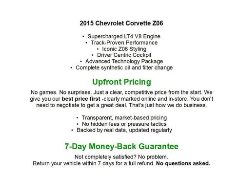 Used 2015 Chevrolet Corvette Z06 w/ 3LZ Preferred Equipment Group RWD image 1