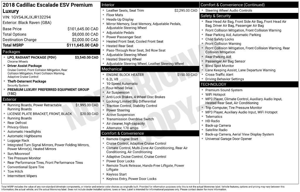 Used 2018 Cadillac Escalade ESV Premium Luxury w/ LPO, Radiant Package AWD/4WD image 4