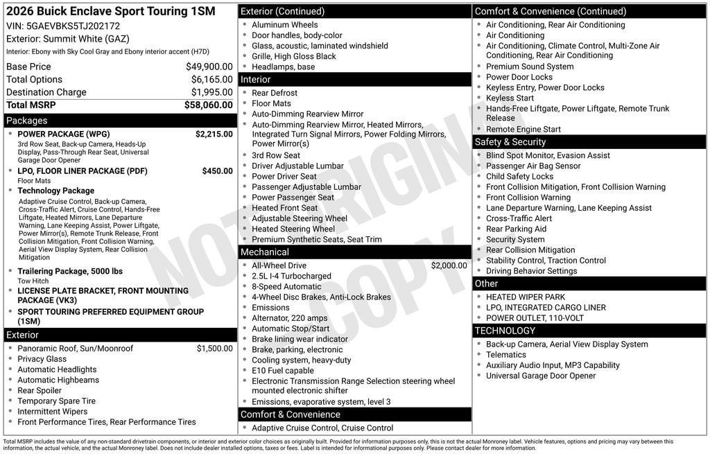 New 2026 Buick Enclave Sport Touring w/ Power Package AWD/4WD image 39