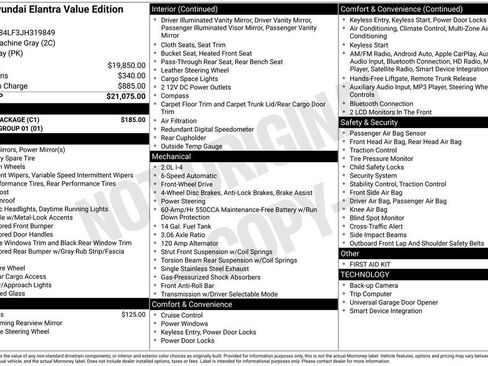 Used 2018 Hyundai Elantra Value Edition w/ Cargo Package image 19