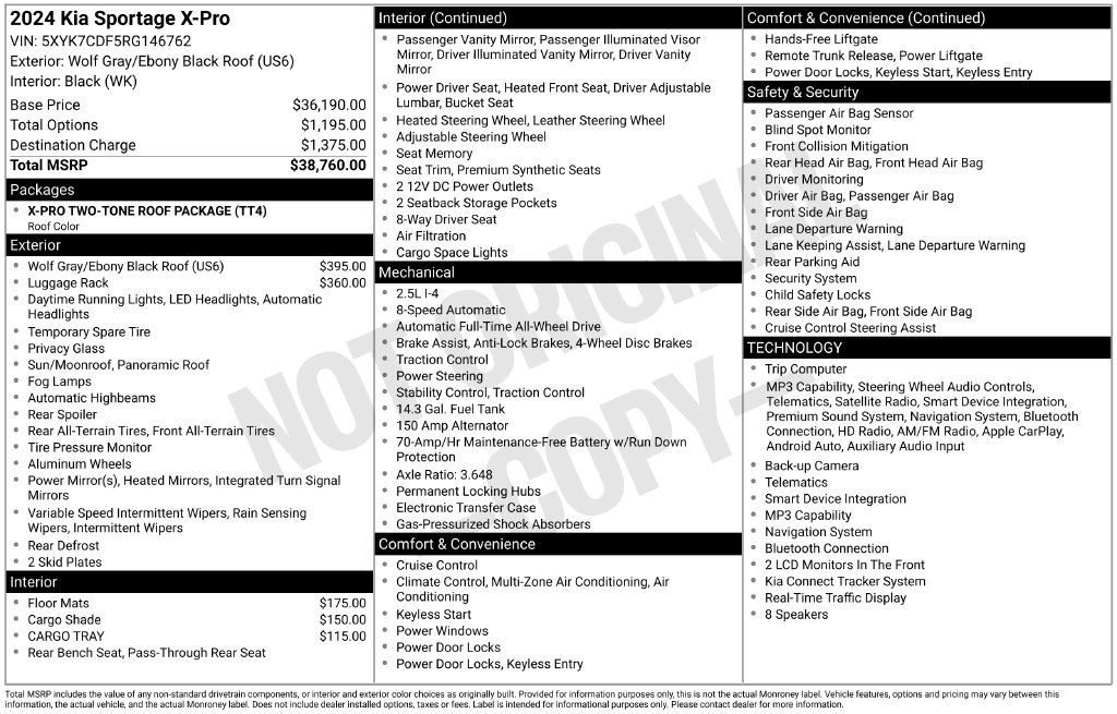 Certified 2024 Kia Sportage X-Pro AWD/4WD image 35