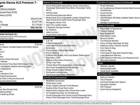 Used 2020 Toyota Sienna XLE Premium AWD/4WD image 2