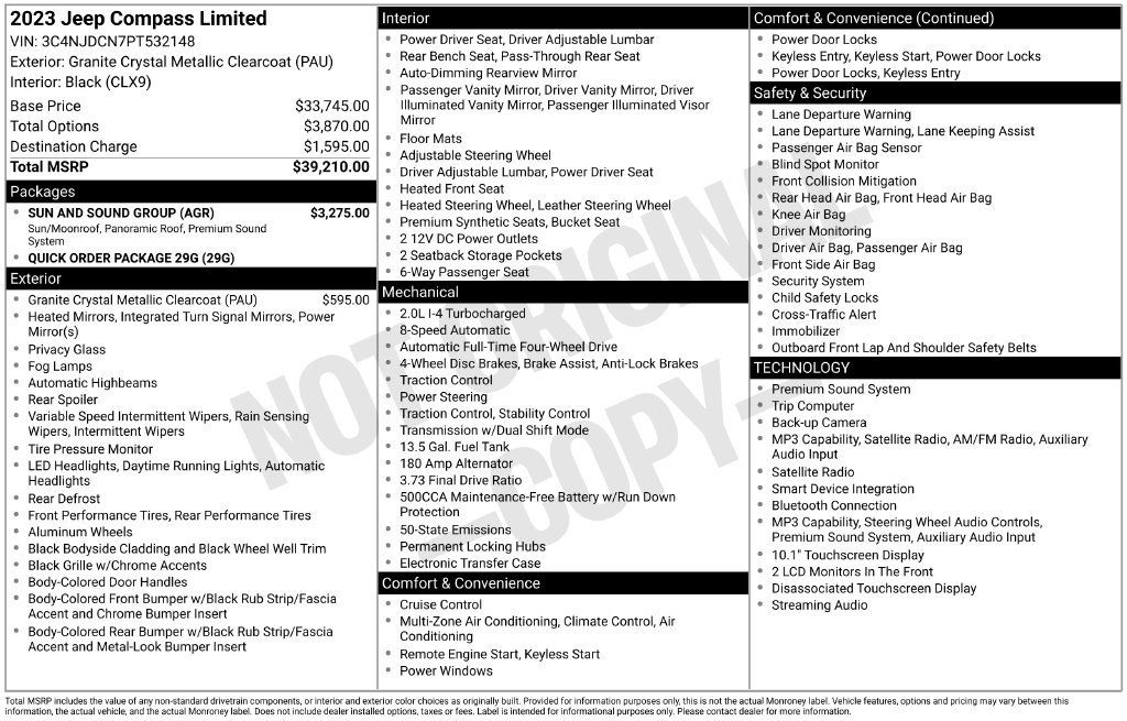 Used 2023 Jeep Compass Limited w/ Sun and Sound Group AWD/4WD image 7