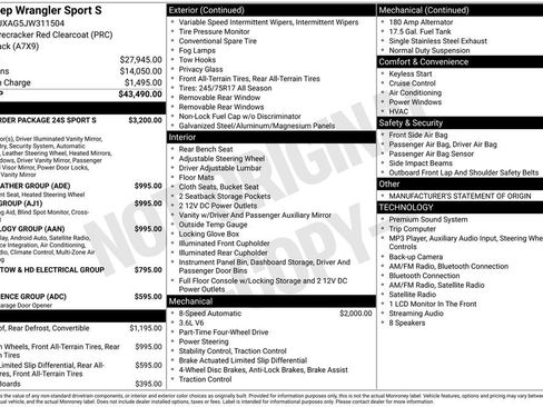 Certified 2018 Jeep Wrangler Sport AWD/4WD image 41