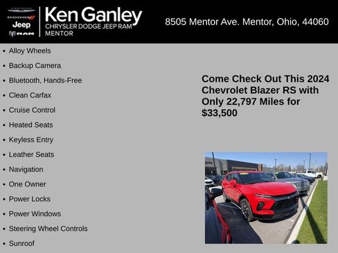 Used 2024 Chevrolet Blazer RS w/ Enhanced Convenience Package AWD/4WD image 5