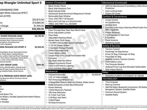 Certified 2021 Jeep Wrangler Unlimited Sport w/ Sun And Sound Package AWD/4WD image 13