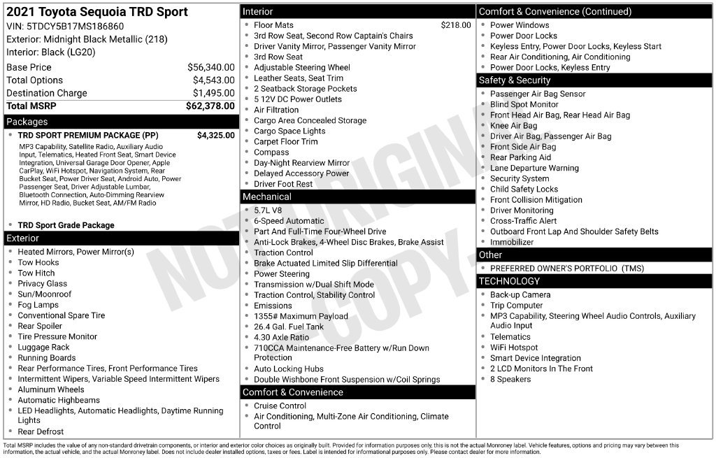 Used 2021 Toyota Sequoia TRD Sport w/ TRD Sport Premium Package AWD/4WD image 13