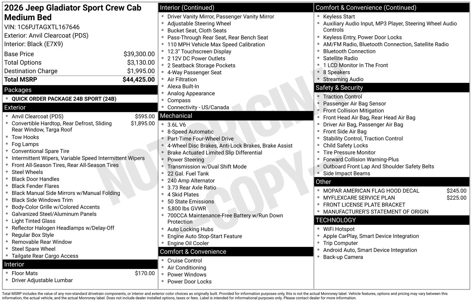 New 2026 Jeep Gladiator Sport AWD/4WD image 4