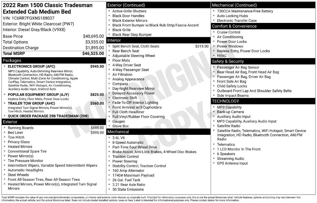 Used 2022 RAM 1500 Tradesman w/ Electronics Group AWD/4WD image 2