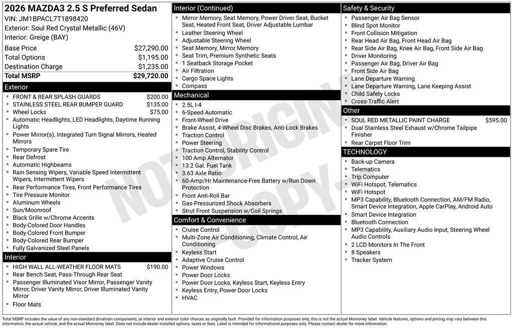 New 2026 MAZDA MAZDA3 2.5 S Sedan w/ Preferred Pkg FWD image 35