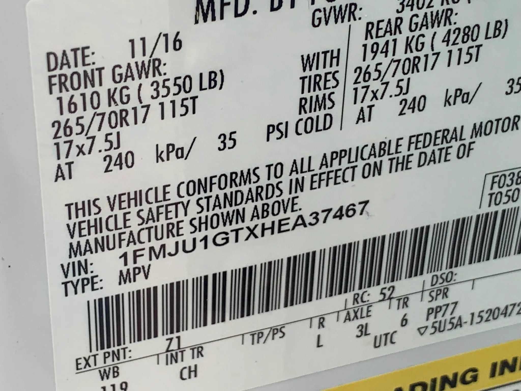 Used 2017 Ford Expedition XL w/ Fleet Convenience Package AWD/4WD image 33