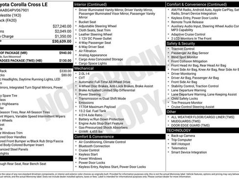 Used 2023 Toyota Corolla Cross LE w/ Moonroof Package image 36