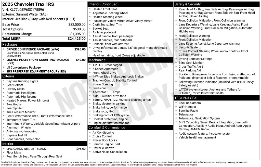 Used 2025 Chevrolet Trax RS w/ Driver Confidence Package FWD image 22