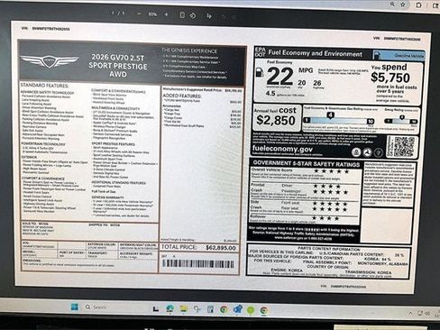 New 2026 Genesis GV70 2.5T Sport Prestige AWD/4WD image 39