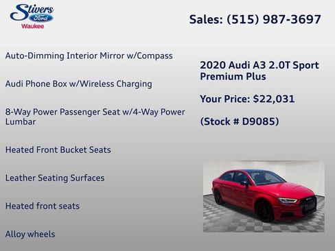 Used 2020 Audi A3 2.0T Premium Plus w/ Premium Plus Package FWD image 12