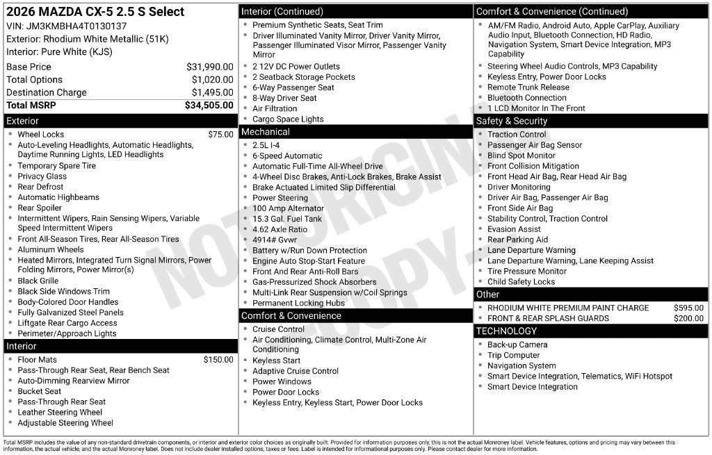 New 2026 MAZDA CX-5 Select AWD/4WD image 7