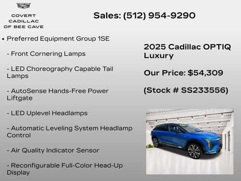 New 2025 Cadillac Optiq Luxury 2 w/ LPO, Floor Liner Package AWD/4WD image 14