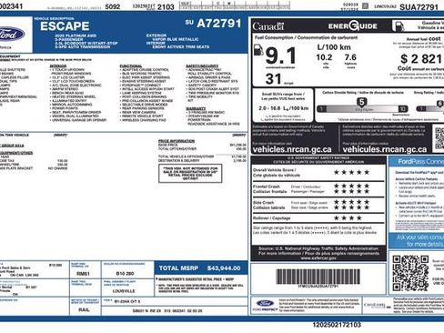 Certified 2025 Ford Escape Platinum image 39