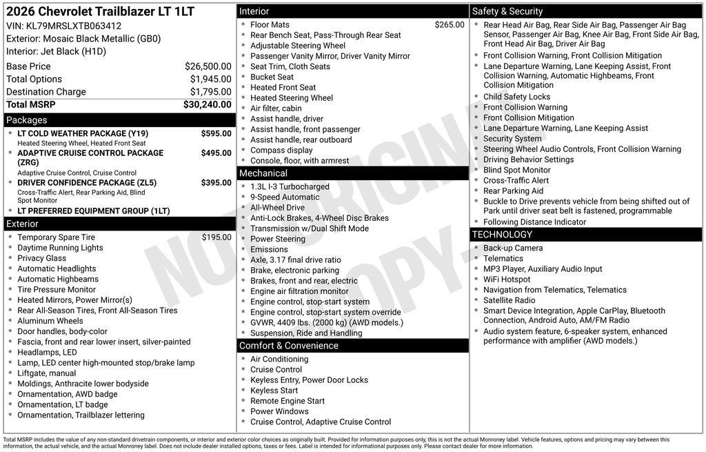 Used 2026 Chevrolet TrailBlazer LT w/ LT Cold Weather Package AWD/4WD image 17