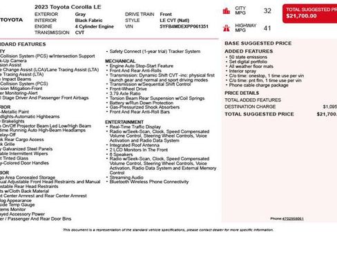 Used 2023 Toyota Corolla LE FWD image 3