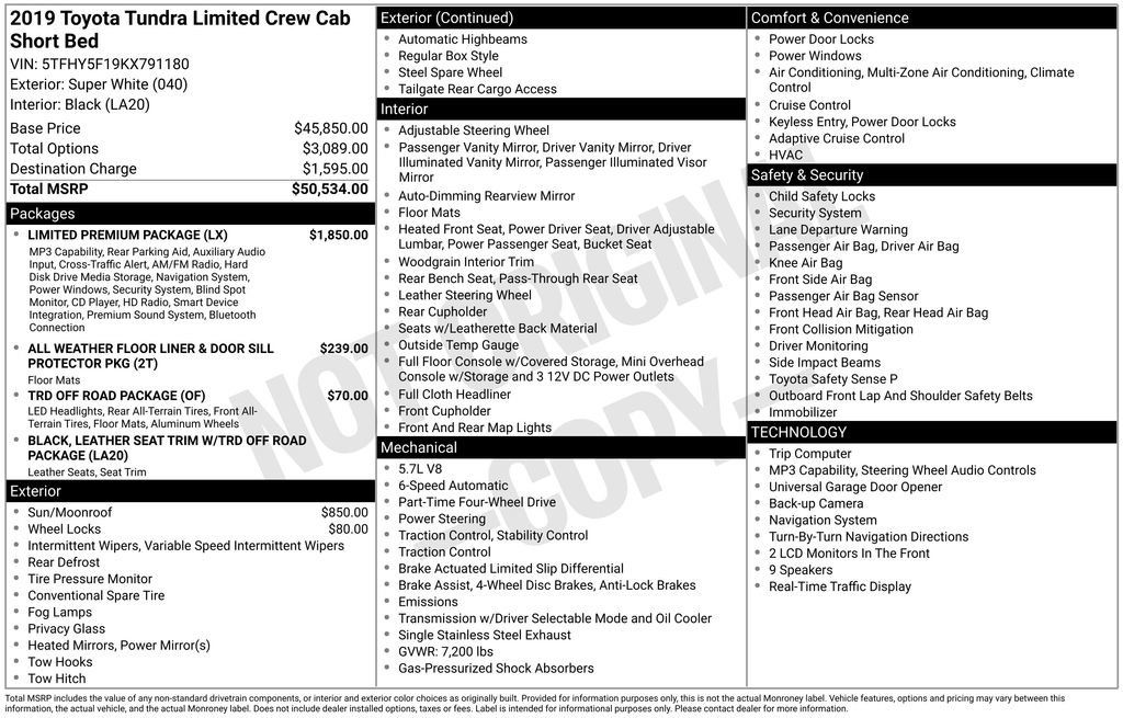 Used 2019 Toyota Tundra Limited w/ Limited Premium Package AWD/4WD image 16