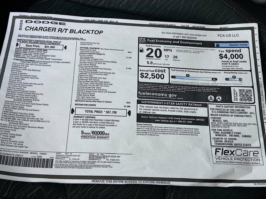 New 2026 Dodge Charger R/T w/ Driver Convenience Group AWD/4WD image 19