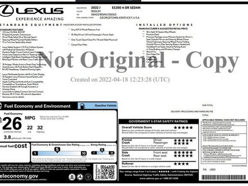 Used 2022 Lexus ES 350 w/ Premium Package FWD image 2